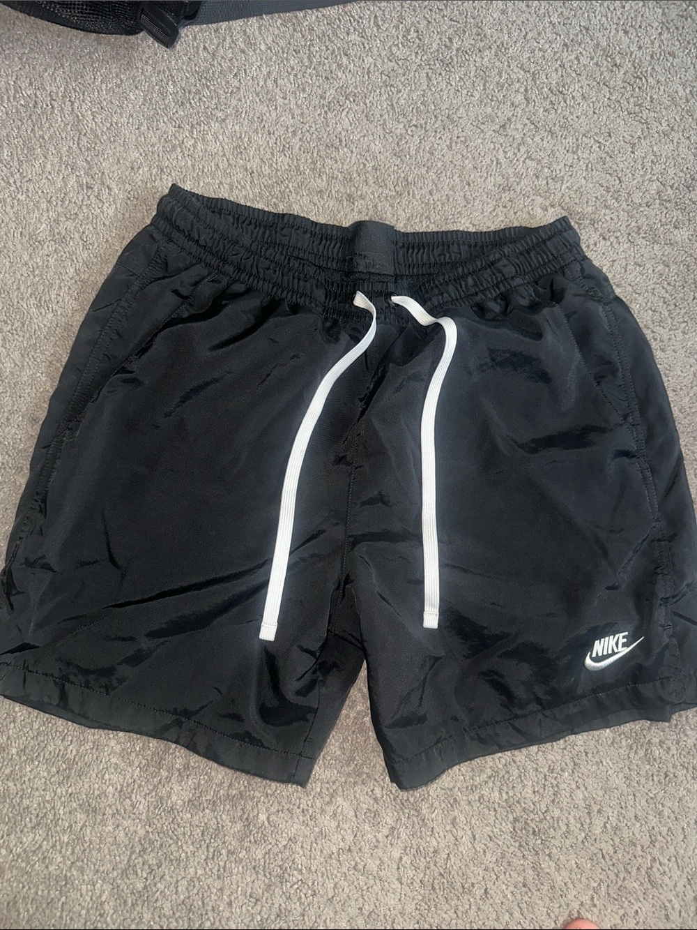 Nike Black Athletic Shorts with White Drawstring